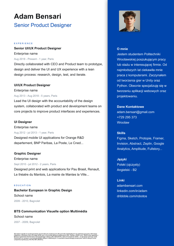 Modern CV Classic template